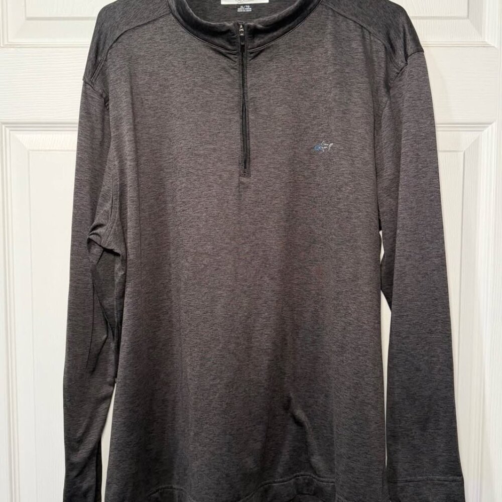 Greg Norman Men's XL Long Sleeve Quarter Zip Pullover Charcoal Grey Shark Logo